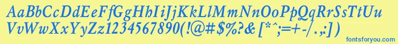 MyslnarrowcBolditalic Font – Blue Fonts on Yellow Background