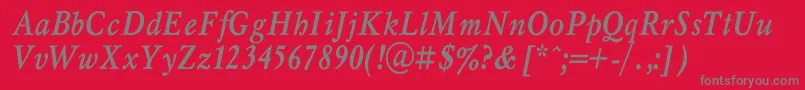 MyslnarrowcBolditalic-Schriftart – Graue Schriften auf rotem Hintergrund