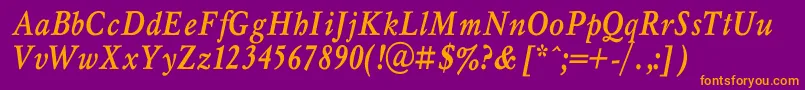 MyslnarrowcBolditalic Font – Orange Fonts on Purple Background
