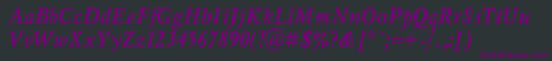 Czcionka MyslnarrowcBolditalic – fioletowe czcionki na czarnym tle