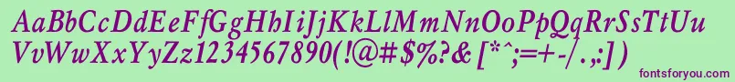 MyslnarrowcBolditalic Font – Purple Fonts on Green Background