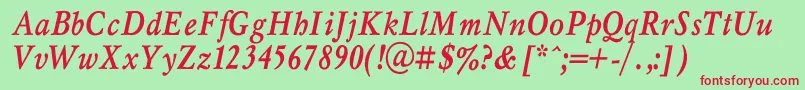 MyslnarrowcBolditalic Font – Red Fonts on Green Background