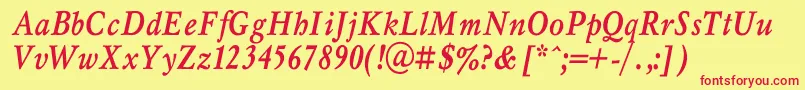 MyslnarrowcBolditalic Font – Red Fonts on Yellow Background