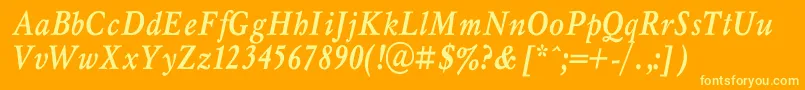 フォントMyslnarrowcBolditalic – オレンジの背景に黄色の文字