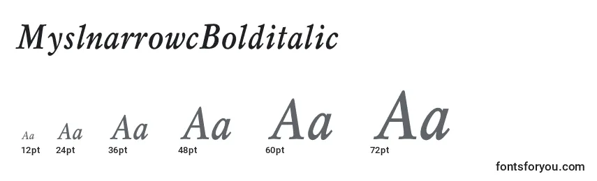 MyslnarrowcBolditalic Font Sizes