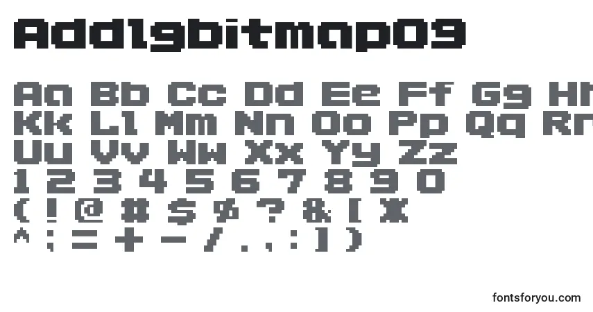 Schriftart Addlgbitmap09 – Alphabet, Zahlen, spezielle Symbole