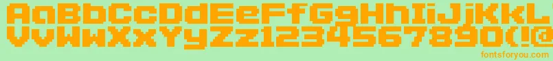 フォントAddlgbitmap09 – オレンジの文字が緑の背景にあります。