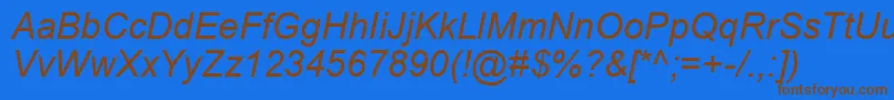 ArialKoi8Italic Font – Brown Fonts on Blue Background