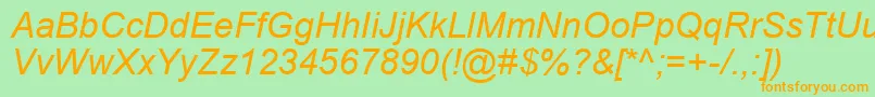 ArialKoi8Italic Font – Orange Fonts on Green Background