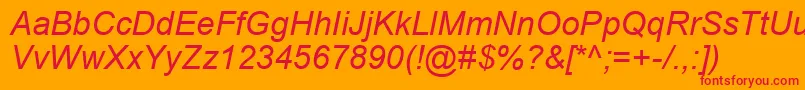 ArialKoi8Italic Font – Red Fonts on Orange Background