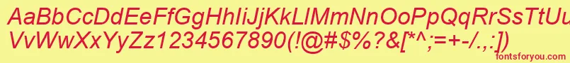 ArialKoi8Italic Font – Red Fonts on Yellow Background