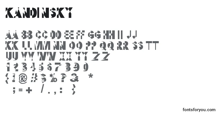 Czcionka Kandinsky – alfabet, cyfry, specjalne znaki