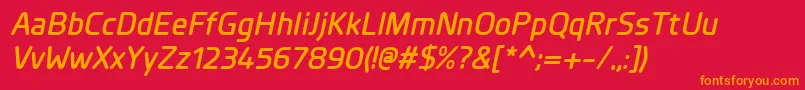 PlanerDemibolditalic Font – Orange Fonts on Red Background