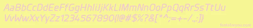 PlanerDemibolditalic-fontti – vaaleanpunaiset fontit keltaisella taustalla