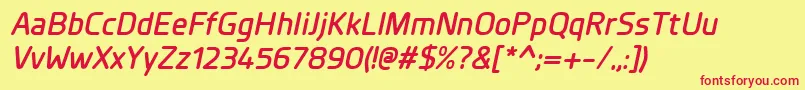 PlanerDemibolditalic Font – Red Fonts on Yellow Background