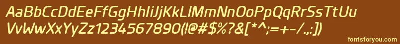 PlanerDemibolditalic Font – Yellow Fonts on Brown Background