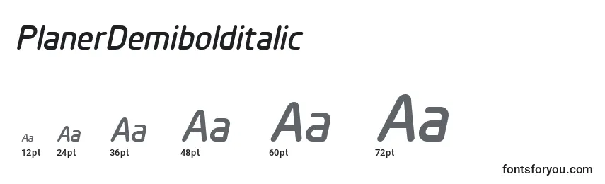 PlanerDemibolditalic Font Sizes
