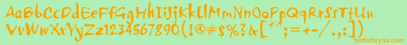PfvertigoUnicode Font – Orange Fonts on Green Background