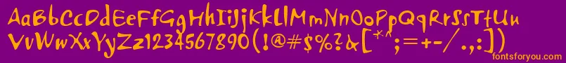 PfvertigoUnicode-Schriftart – Orangefarbene Schriften auf violettem Hintergrund