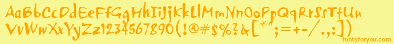 PfvertigoUnicode Font – Orange Fonts on Yellow Background