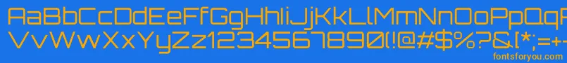OrbitronRegular-Schriftart – Orangefarbene Schriften auf blauem Hintergrund