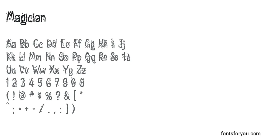 Schriftart Magician – Alphabet, Zahlen, spezielle Symbole