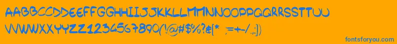 BarelyHandwritten Font – Blue Fonts on Orange Background