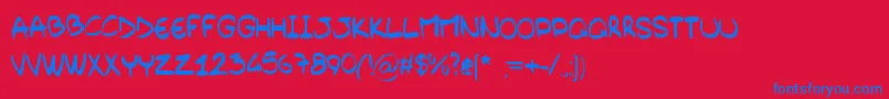 BarelyHandwritten Font – Blue Fonts on Red Background
