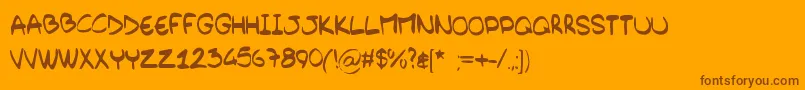 BarelyHandwritten Font – Brown Fonts on Orange Background
