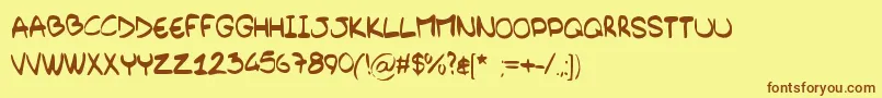 BarelyHandwritten Font – Brown Fonts on Yellow Background
