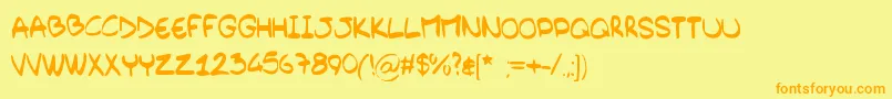 BarelyHandwritten Font – Orange Fonts on Yellow Background