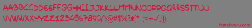 BarelyHandwritten Font – Red Fonts on Gray Background