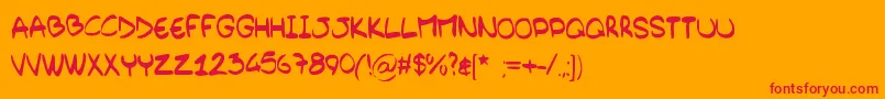 BarelyHandwritten Font – Red Fonts on Orange Background
