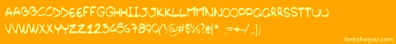 BarelyHandwritten Font – Yellow Fonts on Orange Background