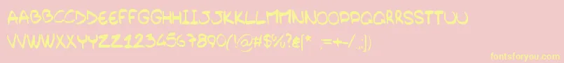 BarelyHandwritten Font – Yellow Fonts on Pink Background