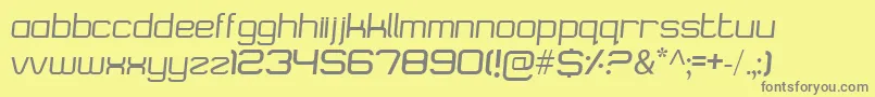 Logostile-fontti – harmaat kirjasimet keltaisella taustalla