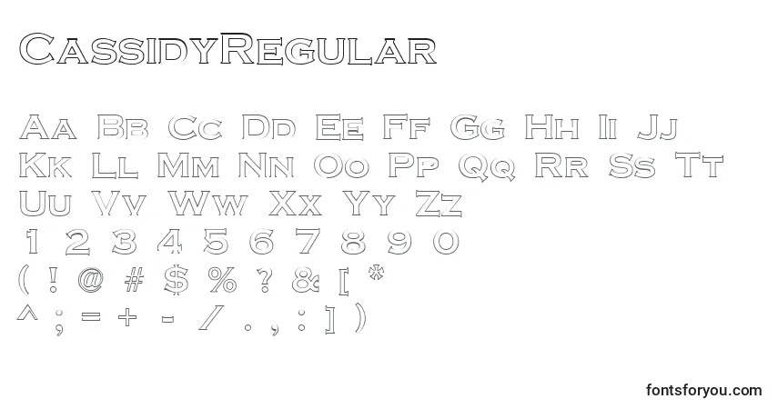 Schriftart CassidyRegular – Alphabet, Zahlen, spezielle Symbole