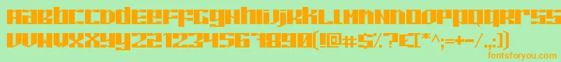 フォントPilotonG – オレンジの文字が緑の背景にあります。