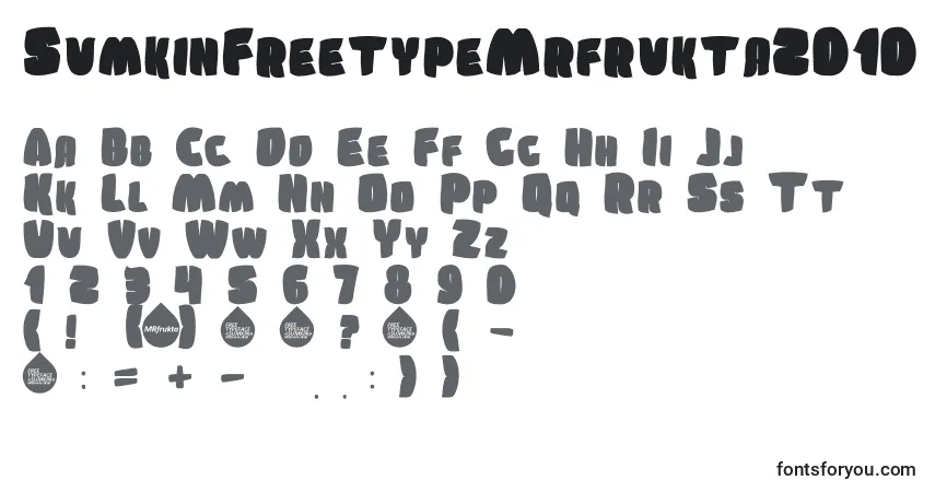 A fonte SumkinFreetypeMrfrukta2010 – alfabeto, números, caracteres especiais