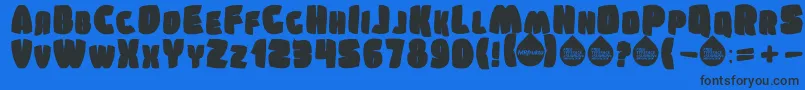 SumkinFreetypeMrfrukta2010-fontti – mustat fontit sinisellä taustalla