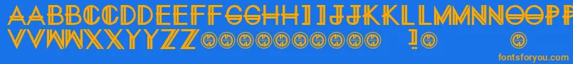 EternitynowRegular-Schriftart – Orangefarbene Schriften auf blauem Hintergrund