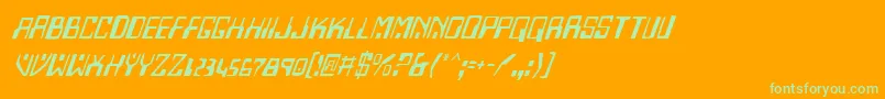 フォントHomemadeRobotItalic – オレンジの背景に緑のフォント
