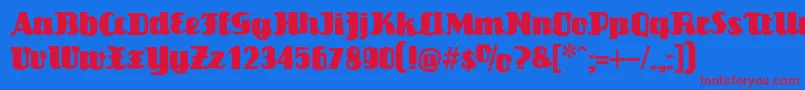 Czcionka LouisianneBlack – czerwone czcionki na niebieskim tle