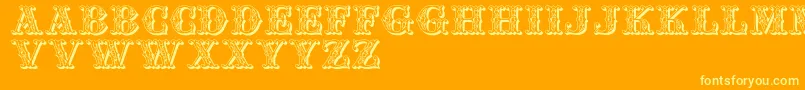 Jfspringfair-Schriftart – Gelbe Schriften auf orangefarbenem Hintergrund