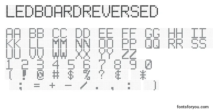 LedBoardReversed-fontti – aakkoset, numerot, erikoismerkit