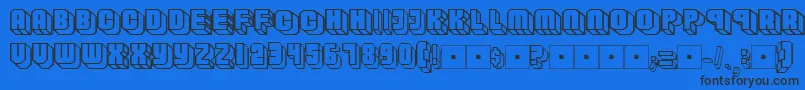 Habbofont-Schriftart – Schwarze Schriften auf blauem Hintergrund