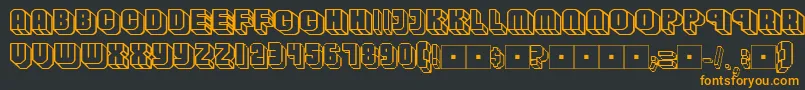 Habbofont-Schriftart – Orangefarbene Schriften auf schwarzem Hintergrund