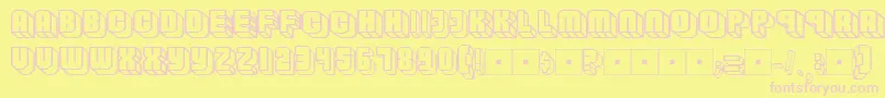 Habbofont-Schriftart – Rosa Schriften auf gelbem Hintergrund