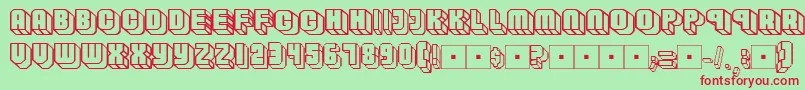 Habbofont-Schriftart – Rote Schriften auf grünem Hintergrund