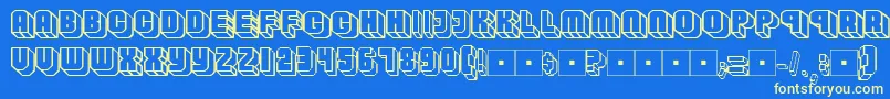 Habbofont-Schriftart – Gelbe Schriften auf blauem Hintergrund